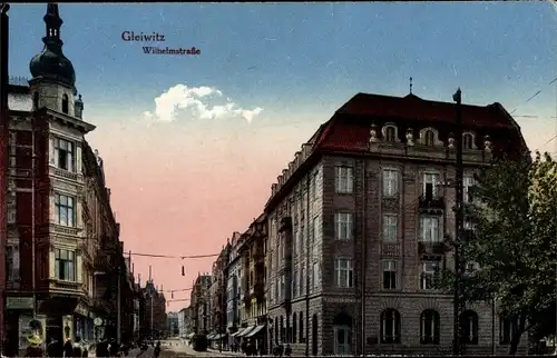 Ak Gliwice Gleiwitz Schlesien, Partie in der Wilhelmstraße