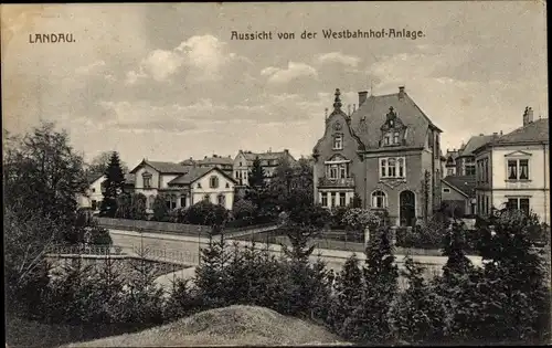 Ak Landau in der Pfalz, Aussicht von der Westbahnhofanlage