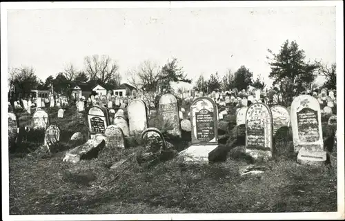 Ak Brest Litowsk Weißrussland, Jüdischer Friedhof, Grabsteine, Hebräisch