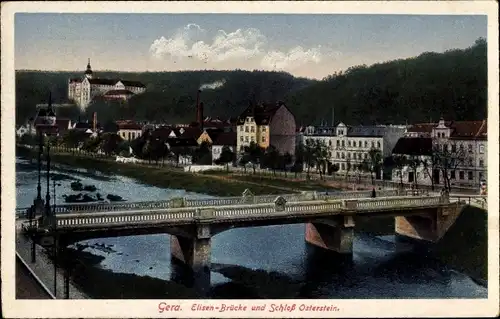 Ak Gera in Thüringen, Elisenbrücke und Schloss Osterstein