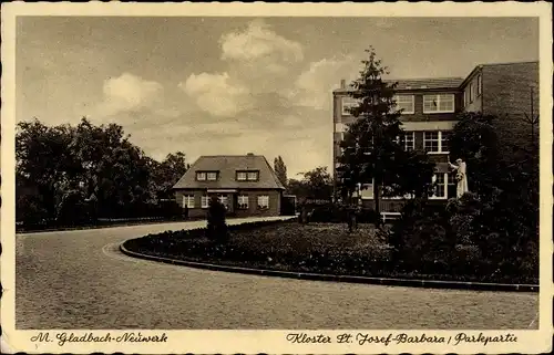 Ak Neuwerk Mönchengladbach im Ruhrgebiet, Kloster St. Josef Barbara, Parkpartie