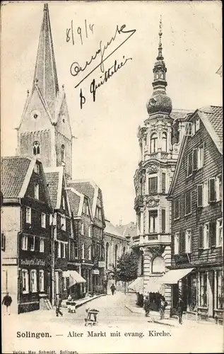 Ak Solingen in Nordrhein Westfalen, Alter Markt mit evang. Kirche