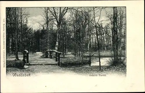 Ak Hamburg Wandsbek, Partie im Gehölz, Holzbrücke