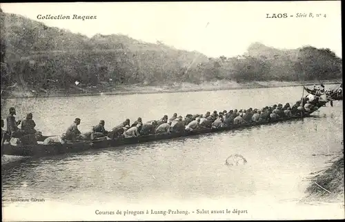 Ak Luang Prabang Laos, Courses de pirogues, Salut avant le depart, Langboot, Kanu