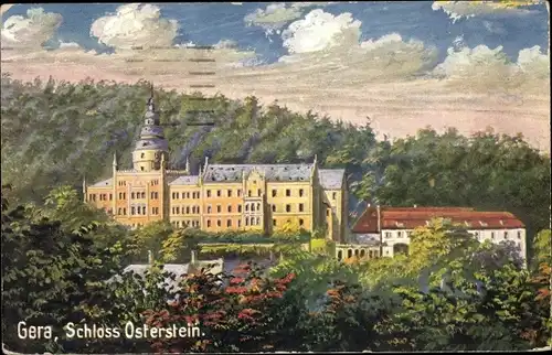Künstler Ak Gera in Thüringen, Ansicht vom Schloss Osterstein