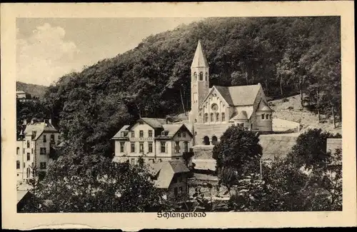 Ak Schlangenbad im Rheingau Taunus Kreis, Blick zur Villa Werner und Kirche