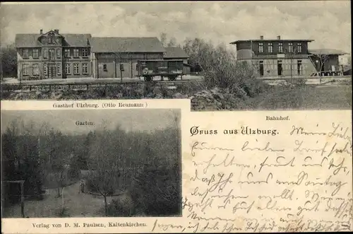 Ak Henstedt Ulzburg in Schleswig Holstein, Gasthof Ulzburg, Bahnhof, Garten