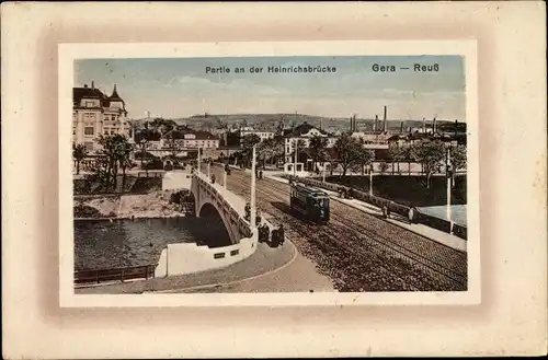 Passepartout Ak Gera in Thüringen, Partie an der Heinrichsbrücke