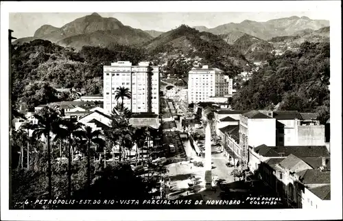 Ak Petrópolis Rio de Janeiro Brasilien, Vista parcial, Av. 15 de Novembro