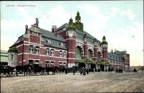 Ak Lübeck in Schleswig Holstein, Partie am Hauptbahnhof