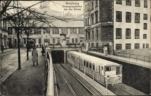 Ak Hamburg Mitte Altstadt, Untergrundbahn bei der Börse, U-Bahn, Tunnelausfahrt