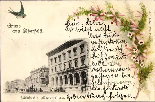 Passepartout Ak Elberfeld Wuppertal, Reichsbank und Mäuerchenstraße