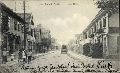 Ak Rotenburg an der Wümme, Große Straße, Straßenpartie