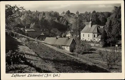 Ak Lückendorf Oybin in Sachsen, Teilansicht vom Ort, Kirche