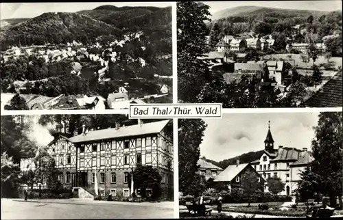 Ak Bad Thal Ruhla im Wartburgkreis Thüringen, Ansichten vom Ort, Kirche, Panorama