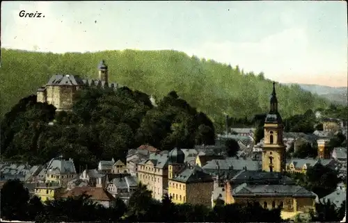 Ak Greiz in Thüringen, Ansicht vom Ort, Burg