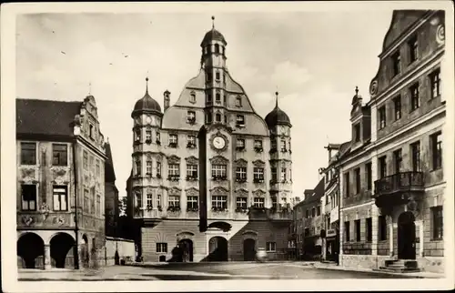 Ak Memmingen an der Iller Schwaben, Vorderansicht vom Rathaus