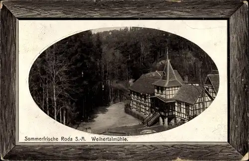 Präge Passepartout Ak Roda Wipfratal Ilm Kreis in Thüringen, Blick auf die Weihertalmühle, Wald