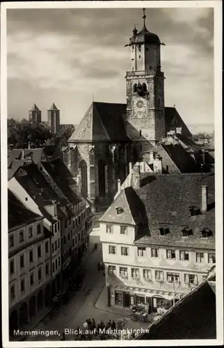 Ak Memmingen in Schwaben, Die Martinskirche, Straßenpartie, Geschäftshaus Friedrich Angerer