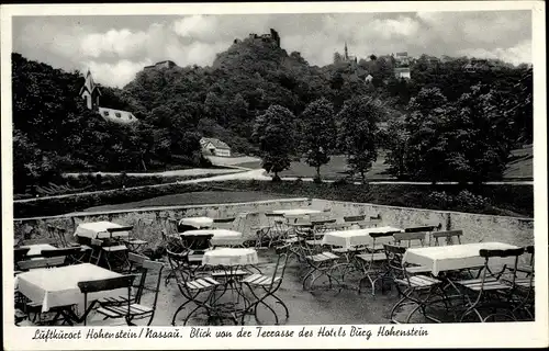 Ak Hohenstein Nassau, Blick von der Terrasse des Hotels Burg Hohenstein, Hans Kessler
