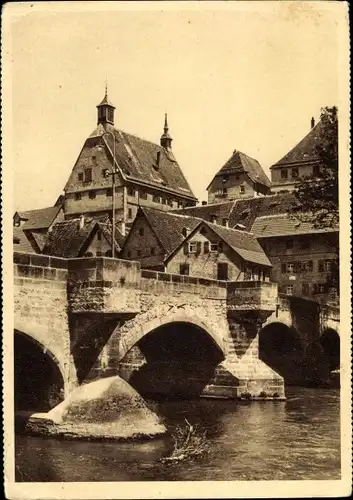 Ak Besigheim im Kreis Ludwigsburg, Stadtansicht, Brücke mit Flusspartie