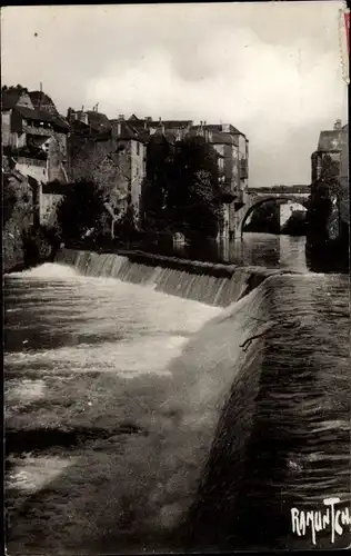 Ak Oloron Sainte Marie Pyrénées Atlantiques, Le gave d'Ossau, Wehr, Flusspartie, Brücke
