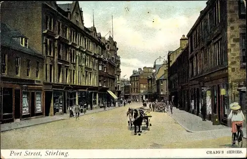 Ak Stirling Schottland, View of the Port Street