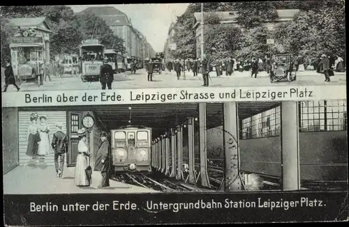 Ak Berlin Mitte, Leipziger Straße und Leipziger Platz, U-Bahn Station
