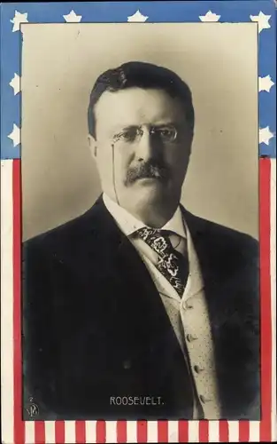 Passepartout Ak Theodore Roosevelt, 26. Präsident der Vereinigten Staaten, Portrait