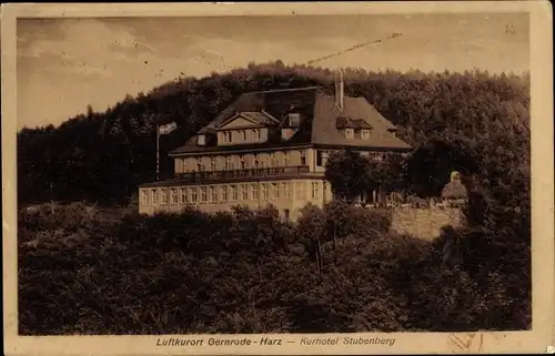 Ak Gernrode Quedlinburg im Harz, Kurhotel Stubenberg, Außenansicht