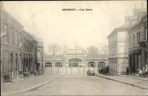 Ak Jeumont Nord, La Gare, Bahnhof, Café Louis Lenoir