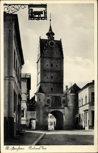 Ak Weißenhorn in Schwaben, Unteres Tor, Straßenansicht