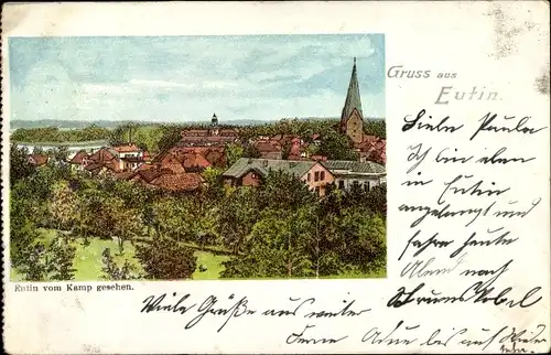 Ak Eutin in Ostholstein, Stadt vom Kamp gesehen, Kirchturm