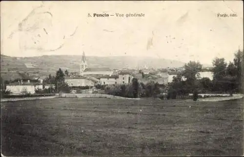 Ak Poncin Ain, Vue générale, Fernblick zur Ortschaft mit Umgebung, Kirche