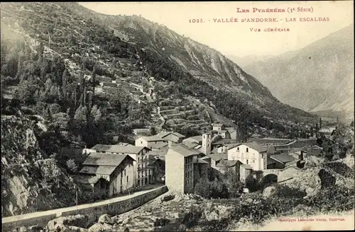 Ak Las Escaldas Andorra, Vue sur la Ville