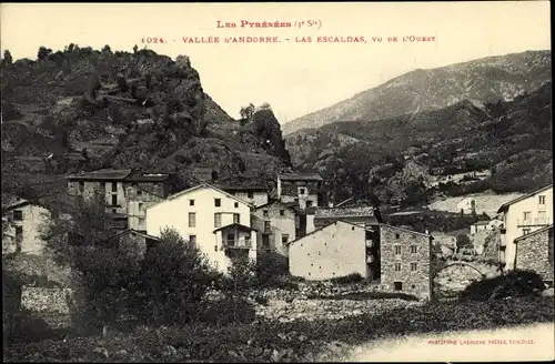 Ak Las Escaldas Andorra, Les Pyrenees, Vue sur la Ville