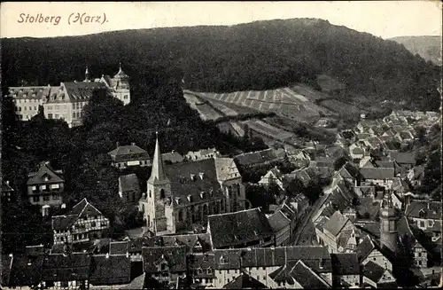 Ak Stolberg Südharz, Blick auf die Ortschaft aus der Vogelschau