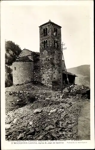 Ak Canilio Andorra, Eglise S. Jean de Casellas, Blick auf eine Kirche