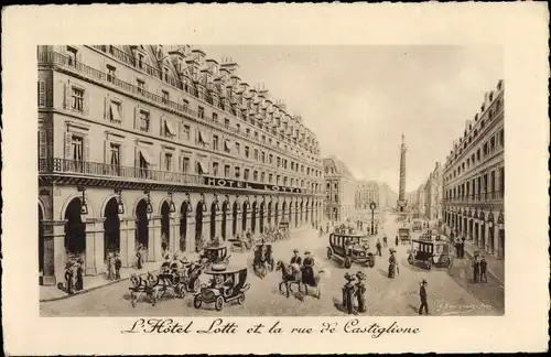 Künstler Ak Bourgeade, G., Paris, L'Hotel Lotti et la Rue de Castiglione