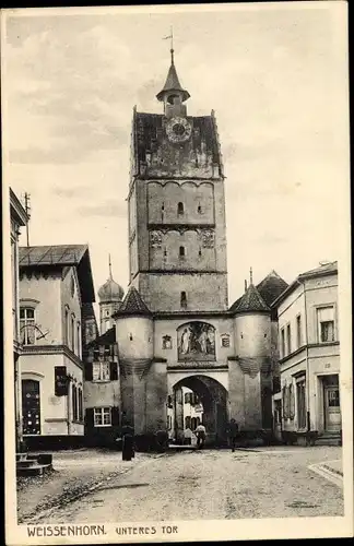 Ak Weißenhorn in Schwaben, Unteres Tor, Straßenpartie