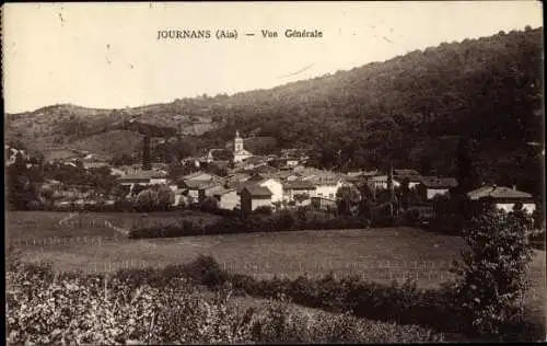 Ak Journans Ain, Vue Générale, Totalansicht der Ortschaft mit Umgebung, Kirchturm