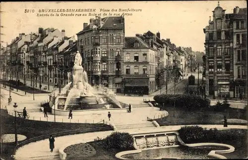 Ak Schaerbeek Brüssel, Place des Bienfaiteurs, Entrée de la Grande Rue au Bois et de la Rue Artan