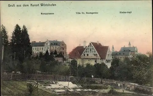 Ak Bad Wörishofen im schwäbischen Kreis Unterallgäu, Kneippianum, Villa Dr. Baumgarten, Kinderasyl