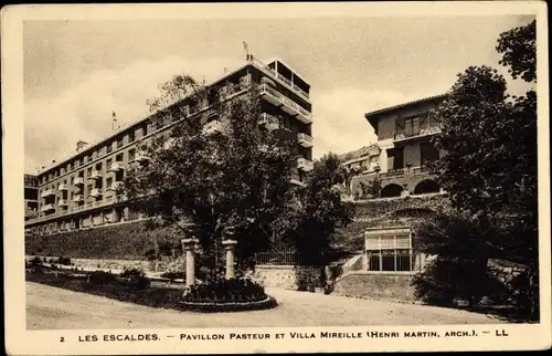 Ak Les Escaldes Pyrénées Orientales, Pavillon Pasteur et Villa Mireille, LL.