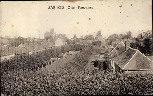 Ak Sarnois Oise, Panoramablick über den Ort, Wohnhäuser, Gartenanlagen