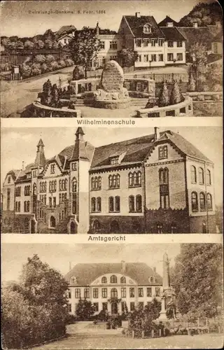 Ak Schleswig in Schleswig Holstein, Befreiungsdenkmal, Wilhelminenschule, Amtsgericht