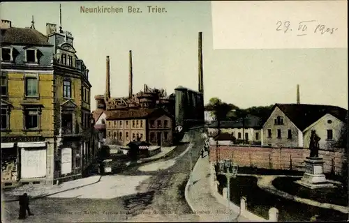 Ak Neunkirchen im Saarland, Straßenpartie, Hüttenwerk, Stumm Denkmal