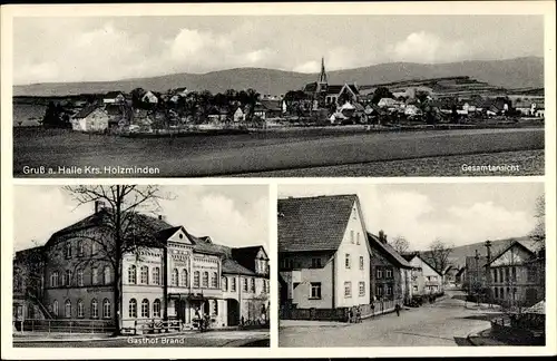 Ak Halle Niedersachsen, Gesamtansicht, Gasthof Brand, Straßenpartie