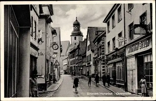 Ak Simmern im Rhein Hunsrück Kreis, Oberstraße, Geschäft Wilhelm Braun