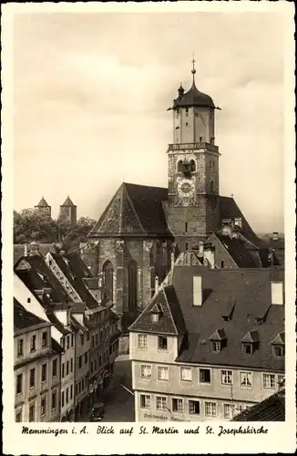 Ak Memmingen in Schwaben, St. Martinskirche und St. Josephskirche, Geschäft Geschwister Keppeler